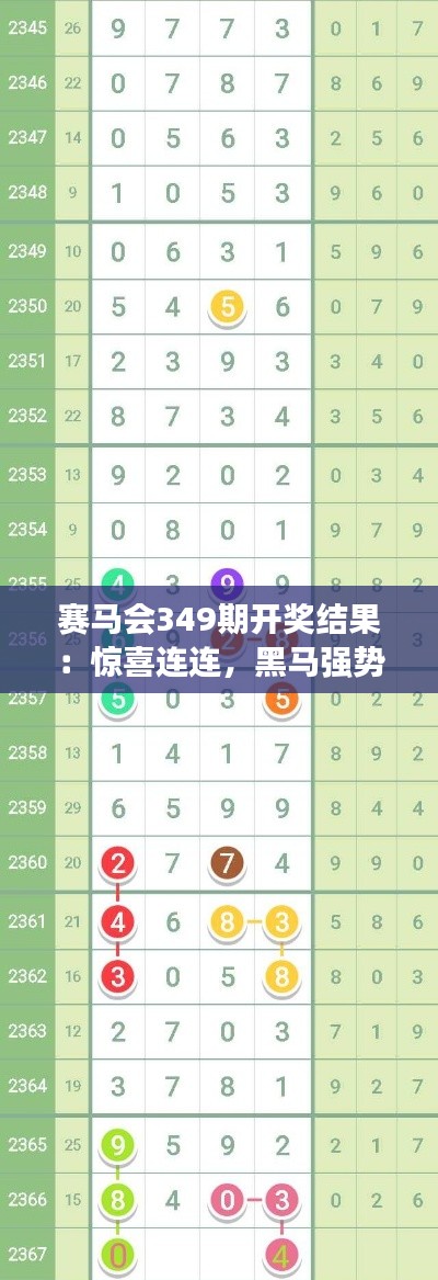 赛马会349期开奖结果:惊喜连连,黑马强势杀出
