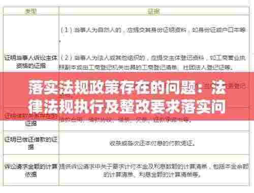 落实法规政策存在的问题:法律法规执行及整改要求落实问题