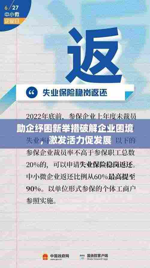 助企纾困新举措破解企业困境,激发活力促发展