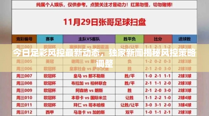今日足彩风控最新动态,独家新闻揭秘风控策略调整