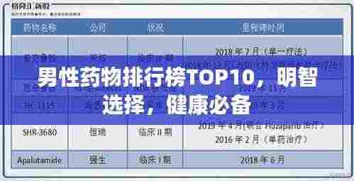 男性药物排行榜TOP10，明智选择，健康必备