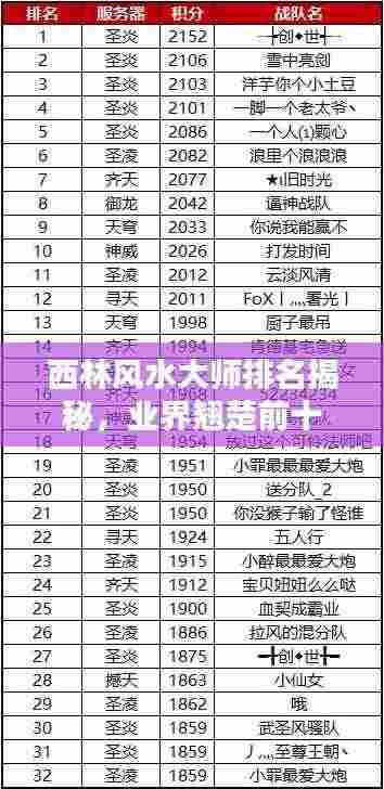 西林风水大师排名揭秘,业界翘楚前十名榜单!